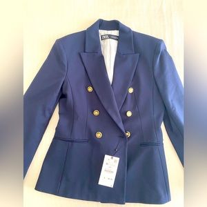 Brand new navy blazer with gold buttons